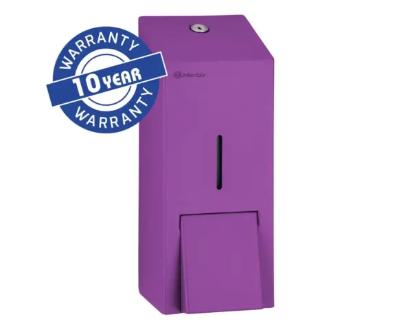 Dozownik płynu dezynfekcyjnego w sprayu MERIDA STELLA VIOLET LINE, pojemność wkładów 1000 ml , fioletowy Dozownik spray Merida Stella Violet Line z informacją o 10-letniej gwarancji