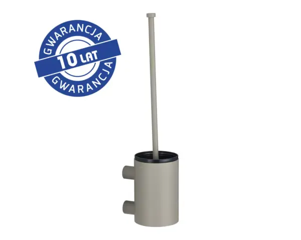 Szczotka do WC z uchwytem mocowanym do ściany, tuba krótka, MERIDA STELLA STONE GREY LINE, szara kamienna Szczotka WC ze stali nierdzewnej w powłoce kamienno szarej, uchwyt ścienny