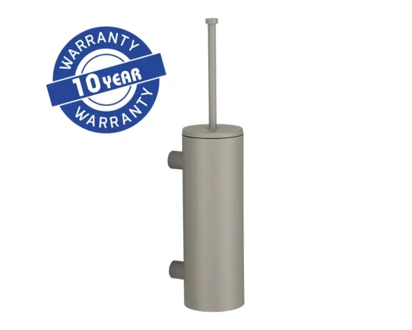 Szczotka do WC z uchwytem mocowanym do ściany, tuba z przykrywką, MERIDA STELLA STONE GREY LINE, szara kamienna Szczotka toaletowa ze stali nierdzewnej z powłoką kamienno-szarą, uchwyt ścienny
