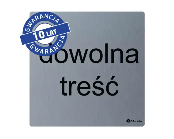 Piktogram ze stali nierdzewnej, znak/napis spersonalizowany, wym. 95 x 95 x 2 mm, stal matowa Spersonalizowany piktogram ze stali nierdzewnej matowej 95x95 mm