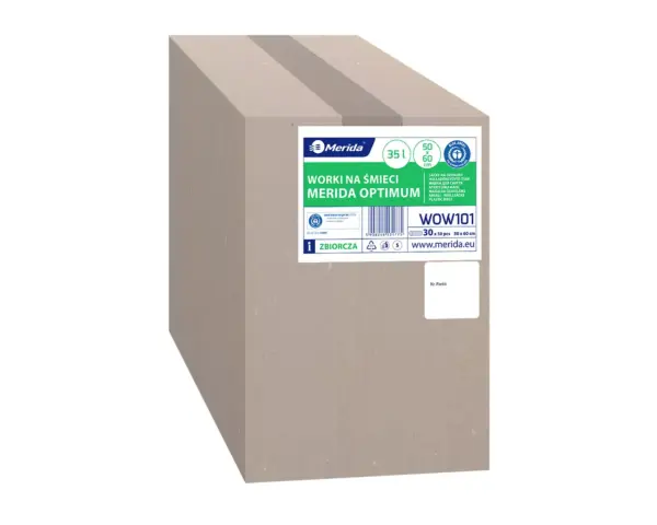 Worki na bioodpady 35 l, MERIDA OPTIMUM BLUE ANGEL, brązowe, 50x60 cm, rolka 50 szt. Karton z workami na bioodpady Merida WOW101, 35 l, brązowe