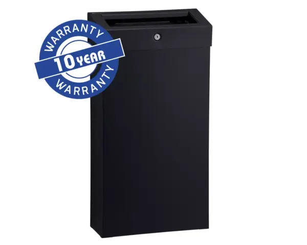 Kosz na odpady otwarty MERIDA STELLA SLIM BLACK LINE COMBO, pojemność 15 l, czarny Czarny kosz na odpady 15 l stal nierdzewna mocowanie do ściany