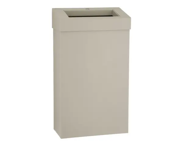 Kosz na odpady otwarty MERIDA STELLA SLIM SILK GREY LINE, pojemność 27 l, szary jedwabisty Stalowy kosz na odpady 27 l z uchylną ramką na worek szary jedwabisty