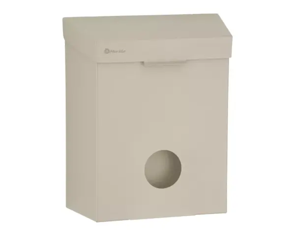 Kosz do damskich toalet MERIDA STELLA SILK GREY LINE z pojemnikiem na torebki higieniczne, pojemność 4,4 l, szary jedwabisty Ścienny kosz na odpady 4,4 l z unoszoną pokrywą, szara jedwabista stal