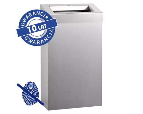 Kosz na odpady otwarty MERIDA STELLA SLIM AntI-FingerPrint, 27 l, stal matowa z powłoką AFP Otwarty kosz na odpady 27 l ze stali matowej z powłoką AFP