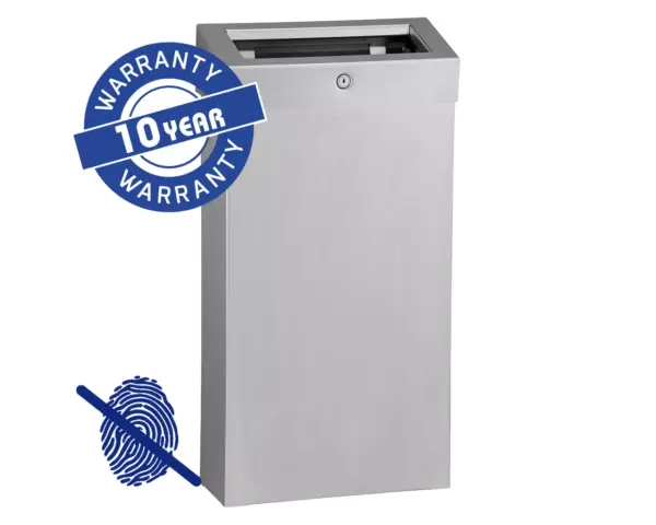 Kosz na odpady otwarty MERIDA STELLA SLIM COMBO Anti-FingerPrint, 15 l, stal matowa z powłoką AFP Kosz na odpady Merida Stella Slim Combo ze stalowym zamkiem bębenkowym
