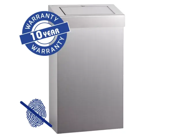Kosz z uchylną pokrywą MERIDA STELLA SLIM Anti-FingerPrint, 27 l, stal matowa z powłoką AFP Kosz MERIDA STELLA SLIM 27 l z uchylną pokrywą stal AFP po angielsku