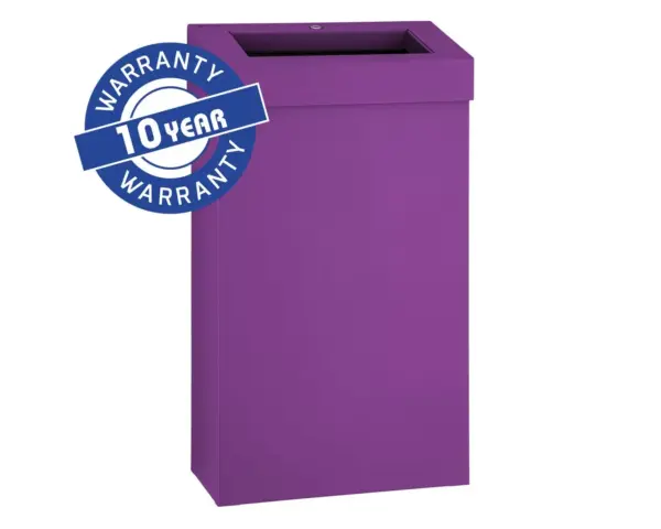 Kosz na odpady otwarty MERIDA STELLA SLIM VIOLET LINE, pojemność 27 l, fioletowy Kosz na odpady MERIDA STELLA SLIM VIOLET LINE ze stalowym zamkiem bębenkowym