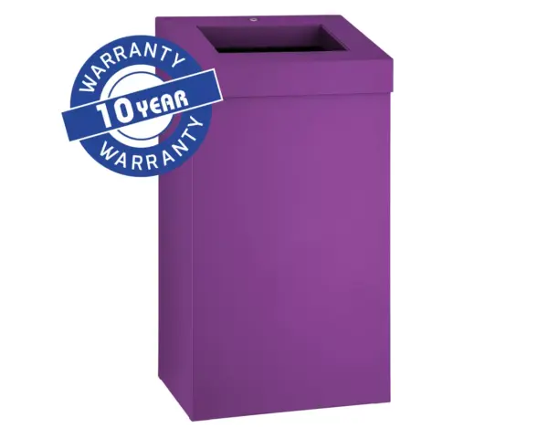 Kosz na odpady otwarty MERIDA STELLA VIOLET LINE, pojemność 45 l, filoetowy Fioletowy kosz na odpady ze stali nierdzewnej 45 litrów
