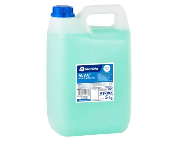 Mydło w płynie MERIDA ALVA turkusowe, kanister 5 kg Mydło w płynie MERIDA ALVA turkusowe w kanistrze 5 kg