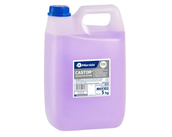 Mydło w płynie MERIDA CASTOR liliowe, kanister 5 kg, zapach kwiatowy Liliowe mydło w płynie Merida Castor o zapachu kwiatowym, kanister 5 kg