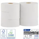 Papier toaletowy Merida Classic Ecolabel biały jednowarstwowy zgrzewka 6 rolek