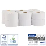 Papier toaletowy Merida Classic Ecolabel jednowarstwowy biały zgrzewka 12 rolek