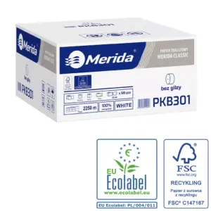 Papier toaletowy bez gilzy Merida Classic Ecolabel, biały, jednowarstwowy