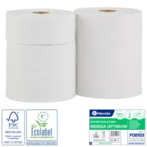 Papier toaletowy Merida Optimum POB103, biały, 210 m (Ø 23 cm), 2-warstwowy; 6 szt.