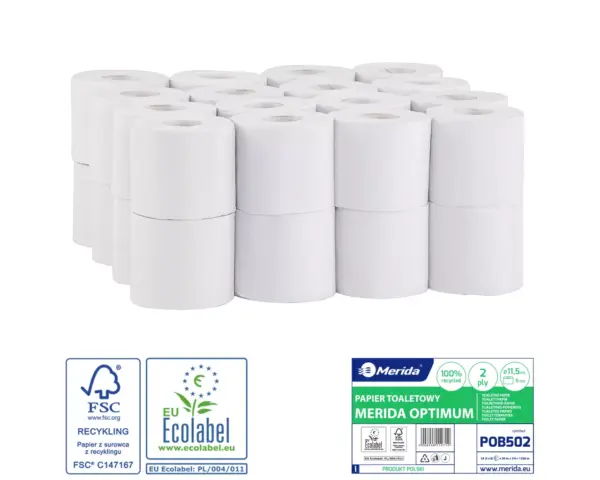 Papier toaletowy Merida Optimum POB502 – biały dwuwarstwowy 50 m, opakowanie 32 rolki
