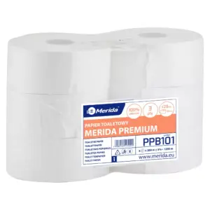 Papier toaletowy Merida Premium PPB101, biały, 3-warstwowy; 200 m (Ø 23 cm), pakiet 6 szt.