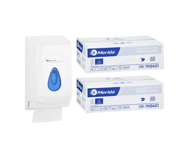 Pojemnik na papier toaletowy w listkach MERIDA TOP za 1 zł netto przy zakupie 2 kartonów papierów toaletowych MERIDA CLASSIC PKB401 (18 000 listków) Pojemnik na papier toaletowy w listkach MERIDA TOP za 1 zł netto przy zakupie 2 kartonów papierów toaletowych MERIDA CLASSIC PKB401 (18 000 listków)