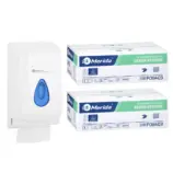 Pojemnik na papier toaletowy w listkach MERIDA TOP za 1 zł netto przy zakupie 2 kartonów papierów toaletowych MERIDA OPTIMUM POB403 (18 000 listków)