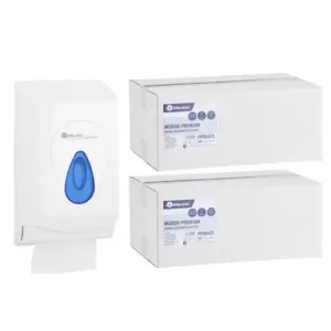 Pojemnik na papier toaletowy w listkach MERIDA TOP za 1 zł netto przy zakupie 2 kartonów papierów toaletowych MERIDA PREMIUM PPB401 (9 600 listków)