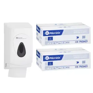 Pojemnik na papier toaletowy w listkach MERIDA TOP za 1 zł netto przy zakupie 2 kartonów papierów toaletowych MERIDA CLASSIC PKB401 (18 000 listków)