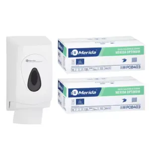 Pojemnik na papier toaletowy w listkach MERIDA TOP za 1 zł netto przy zakupie 2 kartonów papierów toaletowych MERIDA OPTIMUM POB403 (18 000 listków)