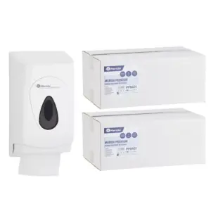 Pojemnik na papier toaletowy w listkach MERIDA TOP za 1 zł netto przy zakupie 2 kartonów papierów toaletowych MERIDA PREMIUM PPB401 (9 600 listków)