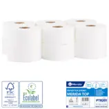 Papier toaletowy Merida Top, biały, 2-warstwowy, 100% celulozy; 180 m, Ø 19 cm; perforacja 25 cm; 12 szt.