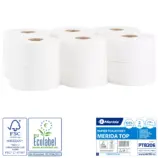 Merida Top PTB206 – biały papier toaletowy 2-warstwowy; 120 m, Ø 19 cm; zgrzewka 12 szt.
