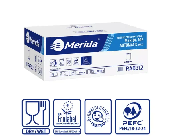 Mechaniczny podajnik ręczników MERIDA ONE czarny za 125 zł netto przy zakupie 2 kartonów ręczników MERIDA TOP AUTOMATIC RAB312 (12 x 240 m = 2 800 m, 11 292 listki) Mechaniczny podajnik ręczników MERIDA HARMONY za 100 zł netto przy zakupie 2 kartonów ręczników MERIDA TOP AUTOMATIC RAB312 (12 x 240 m = 2 800 m, 10 656 listków)