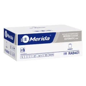 Ręczniki papierowe w roli z adaptorem, MERIDA OPTIMUM AUTOMATIC MINI, jednowarstwowe, białe, średnica 14,5 cm, długość 137 m, karton 11 rolek