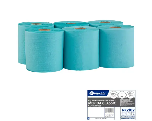Pojemnik na ręczniki w roli MERIDA ONE CENTER PULL czarny za 75 zł netto przy zakupie 2 opakowań ręczników w roli MERIDA CLASSIC MAXI RKZ102 (12 x 180 m = 2 160 m) Ręczniki papierowe w roli Merida Classic Center Pull Maxi zielone jednowarstwowe
