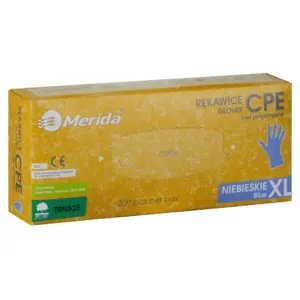Niebieskie rękawice hybrydowe CPE antypoślizgowe jednorazowe XL 200 szt.