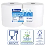 Czyściwo papierowe Merida TOP 28 Ecolabel, dwuwarstwowe, białe, 410 m