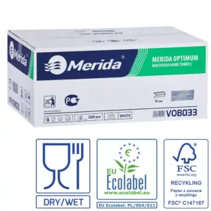 Białe ręczniki papierowe MERIDA OPTIMUM VOB033, 2-warstwowe, 3200 sztuk