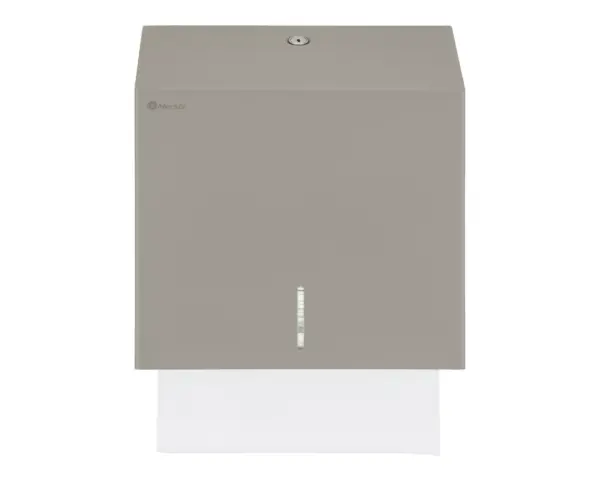 Pojemnik na ręczniki składane MERIDA STELLA STONE GREY LINE MAXI, szary kamienny Stalowy pojemnik na ręczniki MERIDA STELLA MAXI z otwartą pokrywą