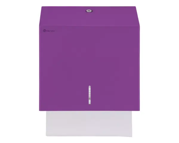 Pojemnik na ręczniki składane MERIDA STELLA VIOLET LINE MAXI, fioletowy Boczny widok fioletowego pojemnika MERIDA STELLA MAXI ze stalowym zamkiem