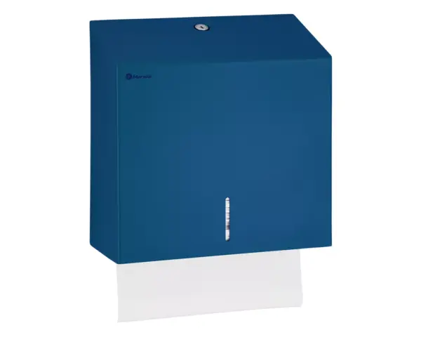 Pojemnik na ręczniki składane MERIDA STELLA BLUE LINE MAXI, niebieski Boczna strona pojemnika Merida Stella Blue Line Maxi ze stali nierdzewnej