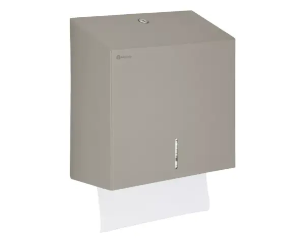 Pojemnik na ręczniki składane MERIDA STELLA STONE GREY LINE MAXI, szary kamienny Zbliżenie na zamek bębenkowy pojemnika MERIDA STELLA STONE GREY MAXI