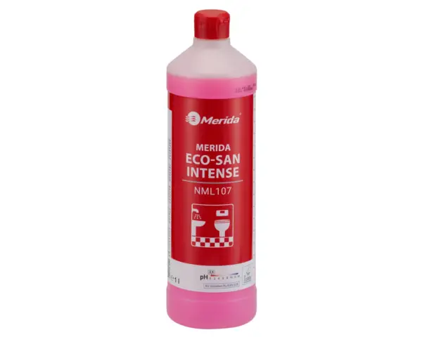 Płyn do mycia łazienek i urządzeń sanitarnych - mocny, MERIDA ECO-SAN INTENSE, koncentrat, butelka 1 l, ECOLABEL Merida Eco-San Intense płyn do łazienek koncentrat butelka 1 l