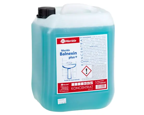 Płyn do mycia łazienek i urządzeń sanitarnych, MERIDA BALNEXIN PLUS, koncentrat, kanister 10 l Płyn do mycia łazienek Merida Balnexin Plus koncentrat kanister 10 l