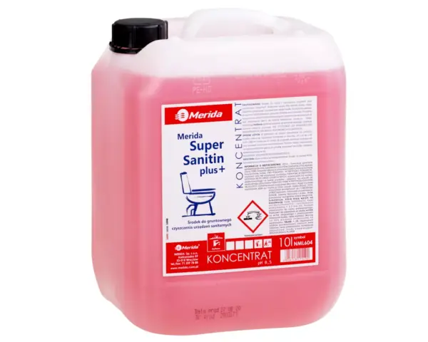 Płyn do mycia łazienek i urządzeń sanitarnych - mocny, MERIDA SUPER SANITIN PLUS, koncentrat, kanister 10 l Płyn do mycia łazienek Merida Super Sanitin Plus koncentrat kanister 10 l