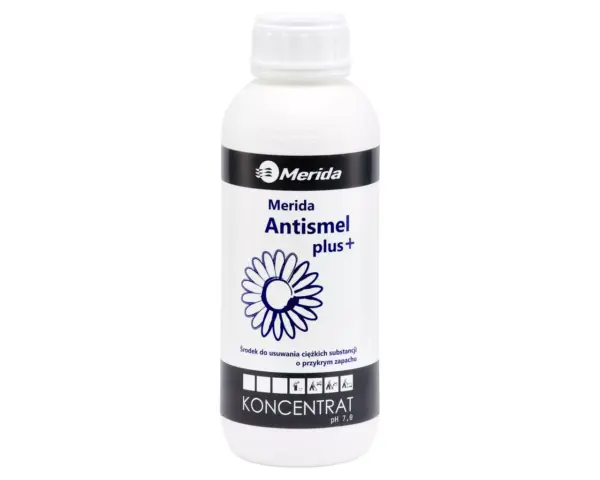 Merida Antismel Plus NMS110 – neutralizator zapachów i odtłuszczacz, butelka 1 l; działanie bakteriobójcze i grzybobójcze.