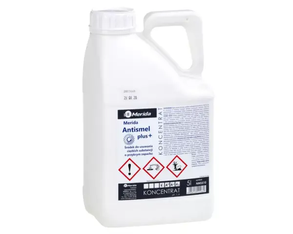 Płyn do usuwania odorów, MERIDA ANTISMEL PLUS, koncentrat, kanister 5 l Merida Antismel Plus NMS510 – neutralizator zapachów i odtłuszczacz, kanister 5 l.