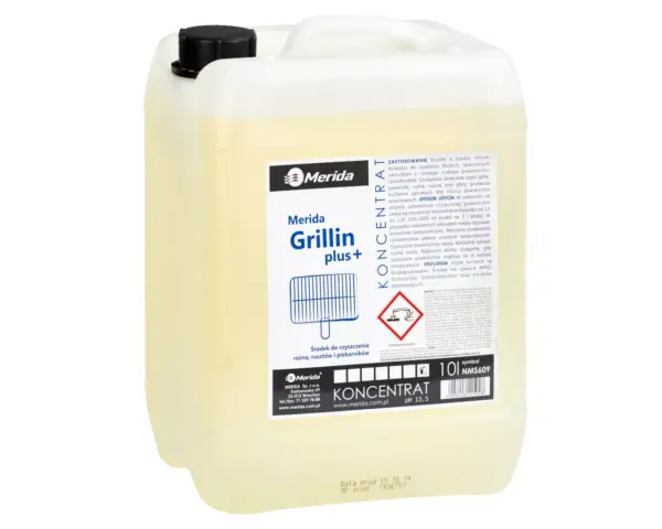 Płyn do mycia rusztów i piekarników, MERIDA GRILLIN PLUS, koncentrat, kanister 10 l Płyn do mycia grilli i piekarników Merida Grillin Plus koncentrat kanister 10 l