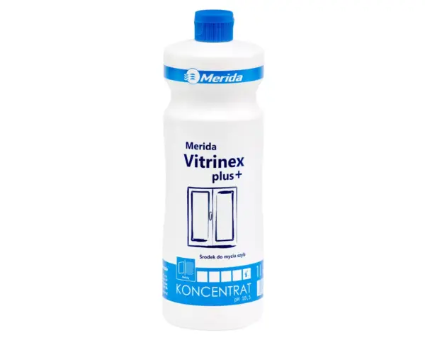 Płyn do mycia szyb, MERIDA VITRINEX PLUS, koncentrat, butelka 1 l Merida Vitrinex Plus 1 l – środek do mycia szyb, luster i powierzchni szklanych