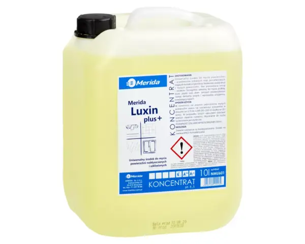 Płyn do mycia powierzchni szkliwionych, MERIDA LUXIN PLUS, koncentrat, kanister 10l Płyn do mycia powierzchni szkliwionych Merida Luxin Plus koncentrat 10l