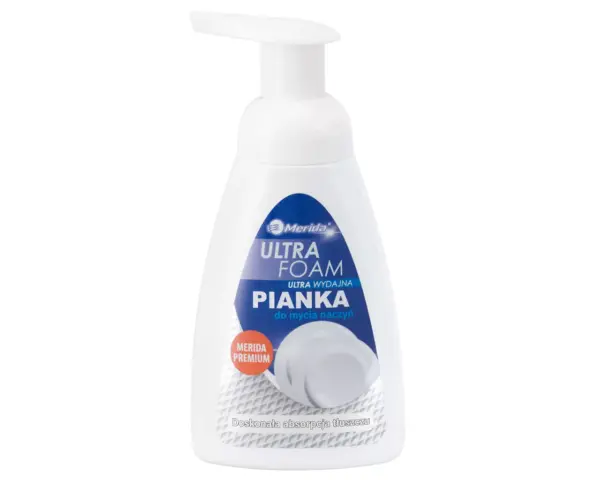 Pianka do mycia naczyń, MERIDA ULTRA FOAM, butelka ze pompką spieniającą 300 ml Pianka do mycia naczyń Merida Ultra Foam w butelce 300 ml ze spryskiwaczem