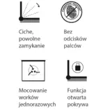 Piktogramy funkcji kosza na odpady z wewnętrznym wiadrem