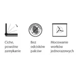 Piktogramy pojemności kosza pedałowego 3, 5, 8 i 12 litrów